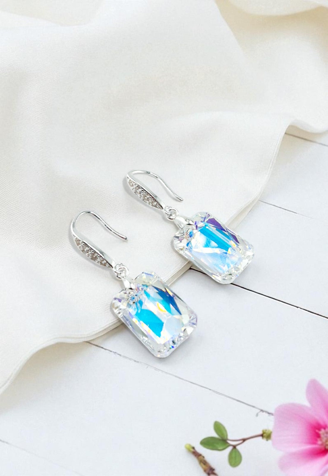 Aros Gran ESTEFANIA Plata 925 Cristal Swarovski® Aurora Boreal