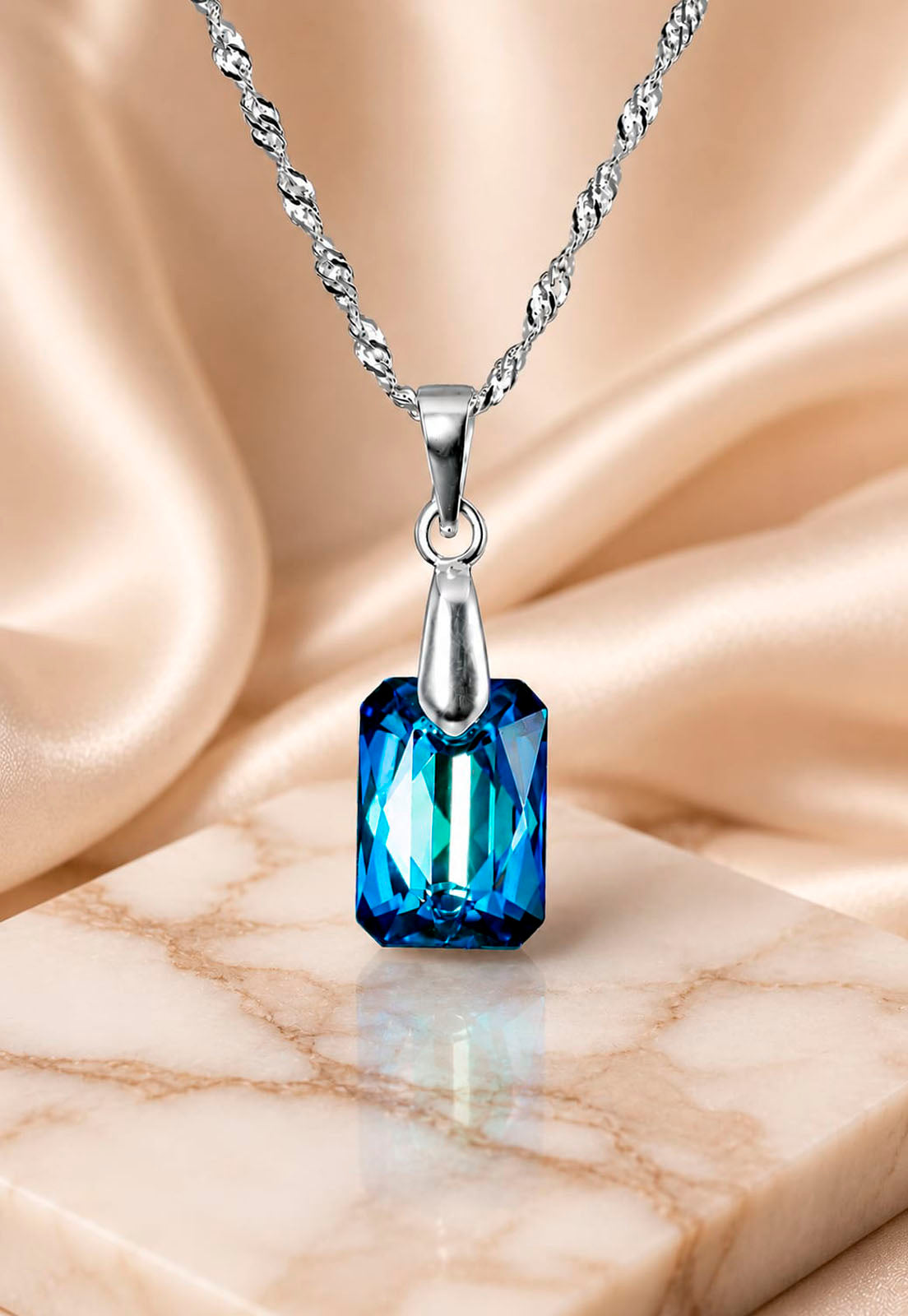 Collar Estefanía Plata 925 Cristal Swarovski® Bermuda Blue
