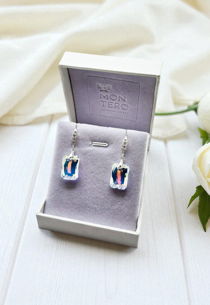 Aros Gran ESTEFANIA Plata 925 Cristal Swarovski® Aurora Boreal
