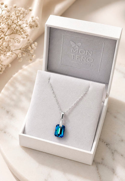 Collar Estefanía Plata 925 Cristal Swarovski® Bermuda Blue