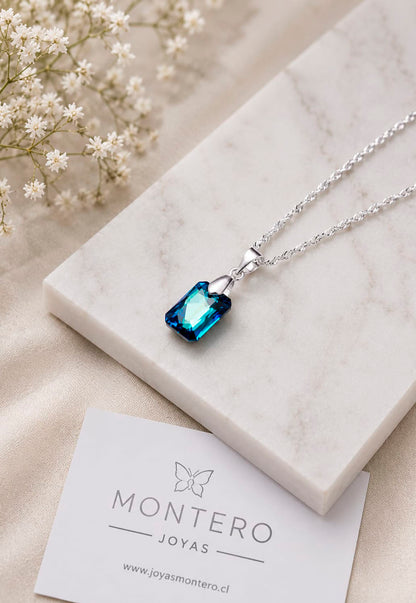 Collar Estefanía Plata 925 Cristal Swarovski® Bermuda Blue