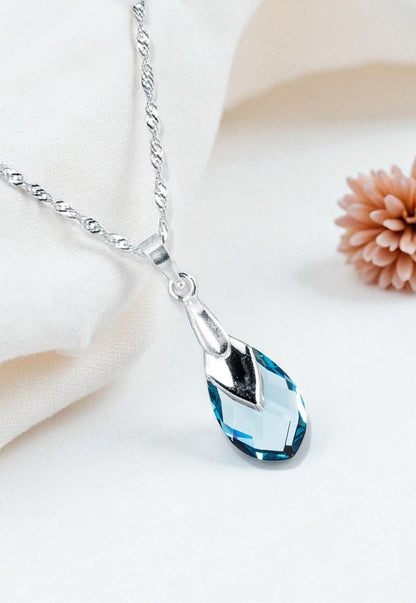 Collar Alaska Plata Italiana 925 y Cristales Genuino Aquamarine