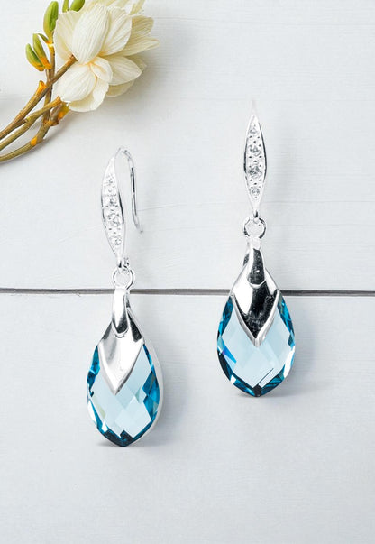 Aros Alaska Plata Italiana 925 Cristal Genuino Aquamarine