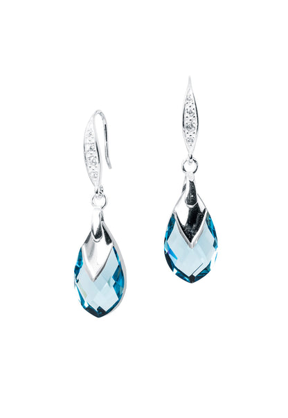 Aros Alaska Plata Italiana 925 Cristal Genuino Aquamarine