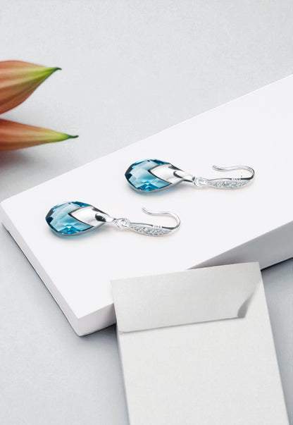 Aros Alaska Plata Italiana 925 Cristal Genuino Aquamarine