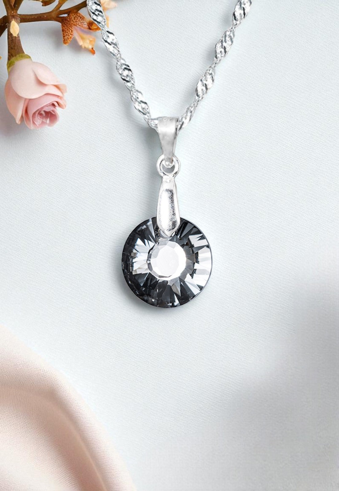 Collar Paris Plata 925 Cristal Genuino Silver Night