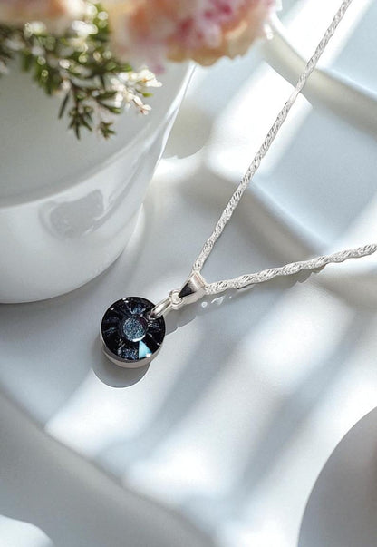 Collar Paris Plata 925 Cristal Genuino Silver Night