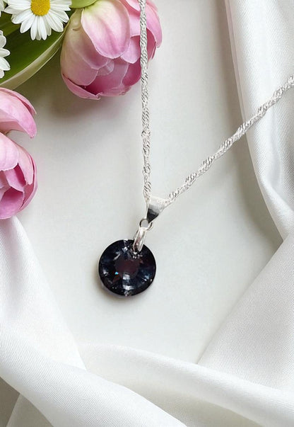 Collar Paris Plata 925 Cristal Genuino Silver Night