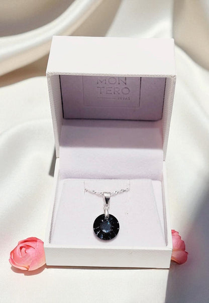 Collar Paris Plata 925 Cristal Genuino Silver Night