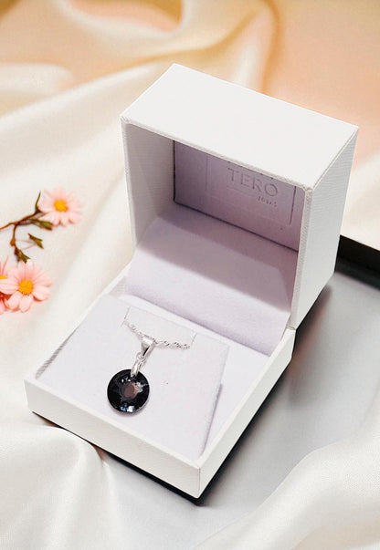 Collar Paris Plata 925 Cristal Genuino Silver Night