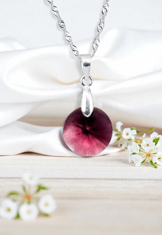 Collar Paris Plata 925 Cristal Genuino Amathyst