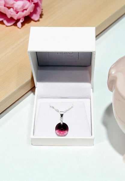 Collar Paris Plata 925 Cristal Genuino Amathyst