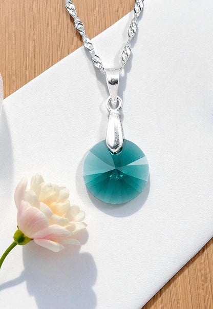 Collar Paris Plata 925 Cristal Genuino Emerald