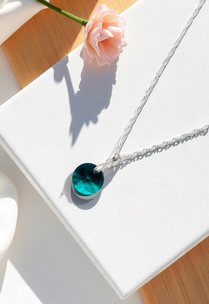 Collar Paris Plata 925 Cristal Genuino Emerald