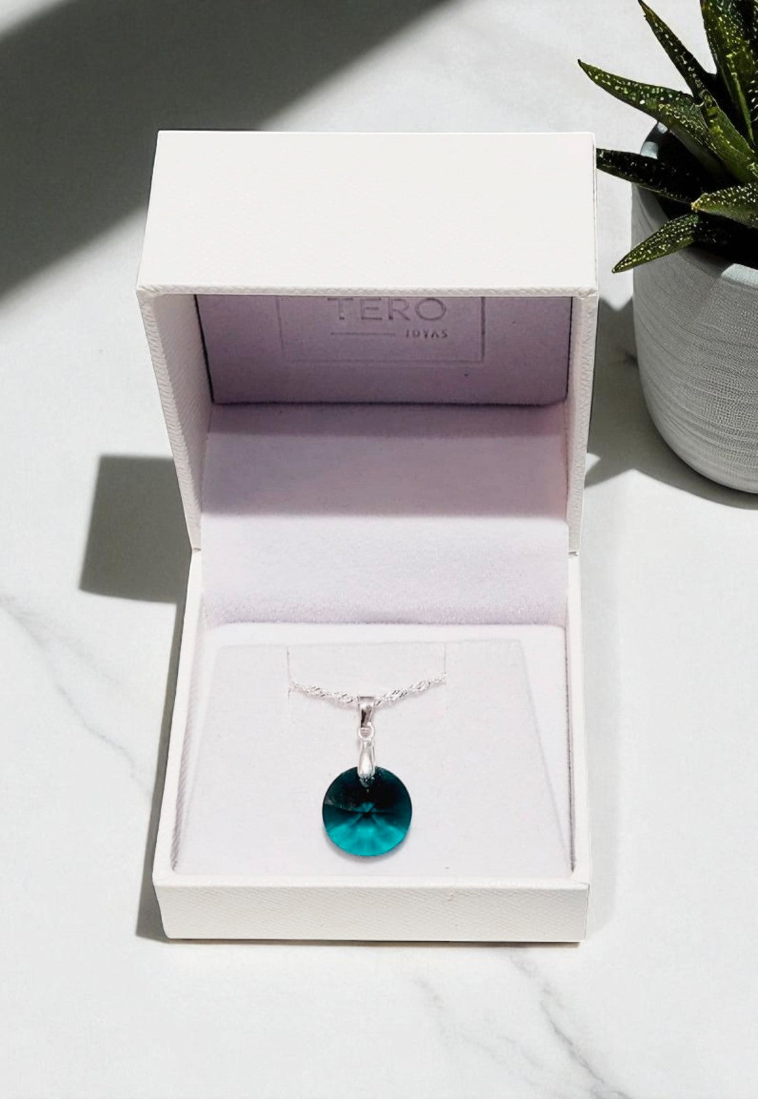 Collar Paris Plata 925 Cristal Genuino Emerald