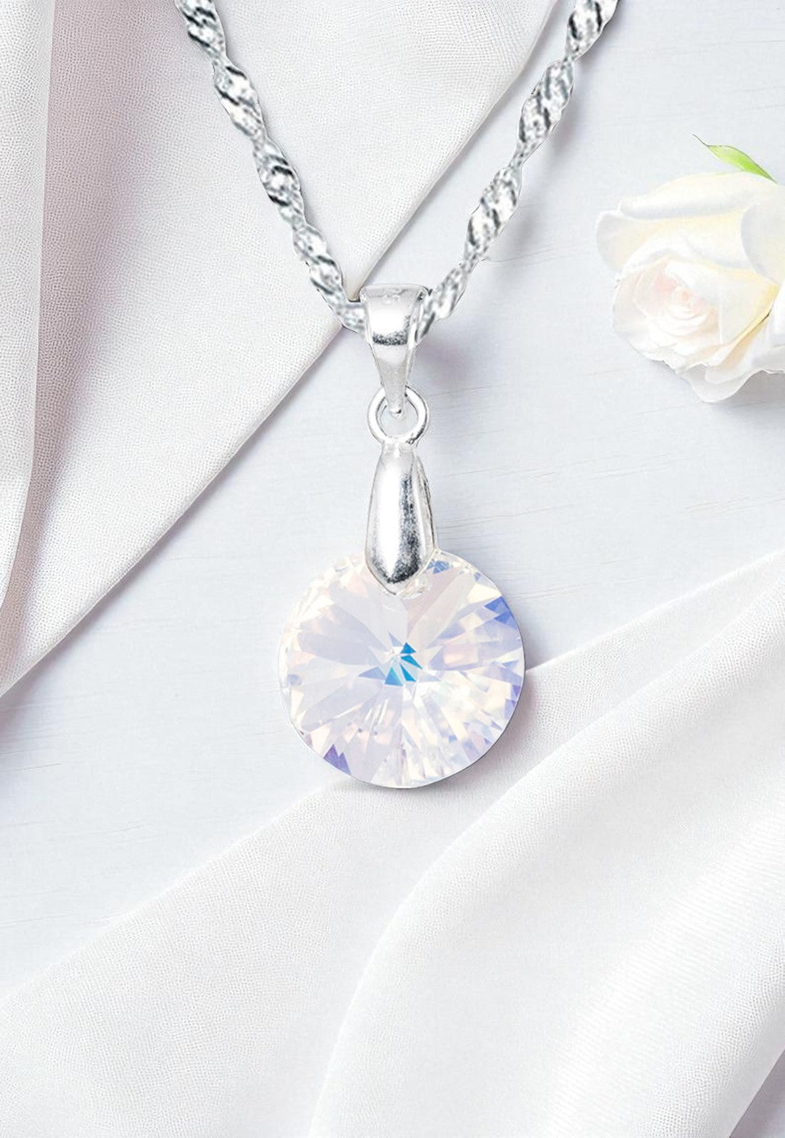 Collar Paris Plata 925 Cristal Genuino Aurora Boreal.