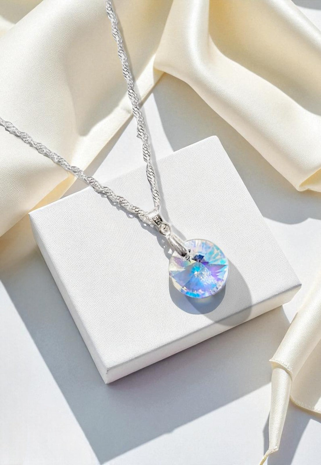 Collar Paris Plata 925 Cristal Genuino Aurora Boreal.