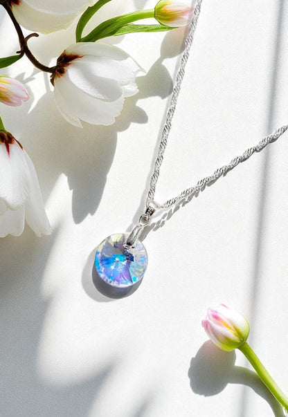 Collar Paris Plata 925 Cristal Genuino Aurora Boreal.