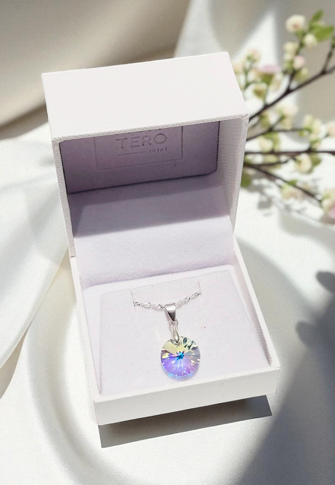 Collar Paris Plata 925 Cristal Genuino Aurora Boreal.