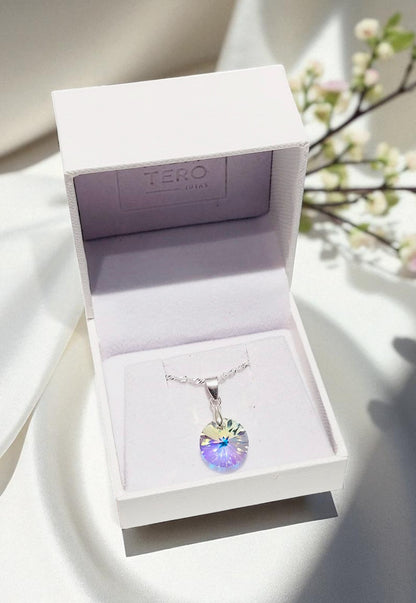 Collar Paris Plata 925 Cristal Genuino Aurora Boreal.