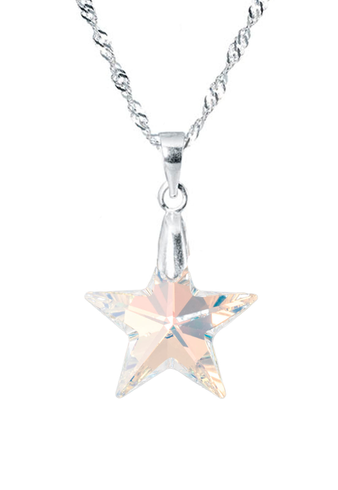Collar Estrella Plata 925 Cristal Genuino Aurora Boreal