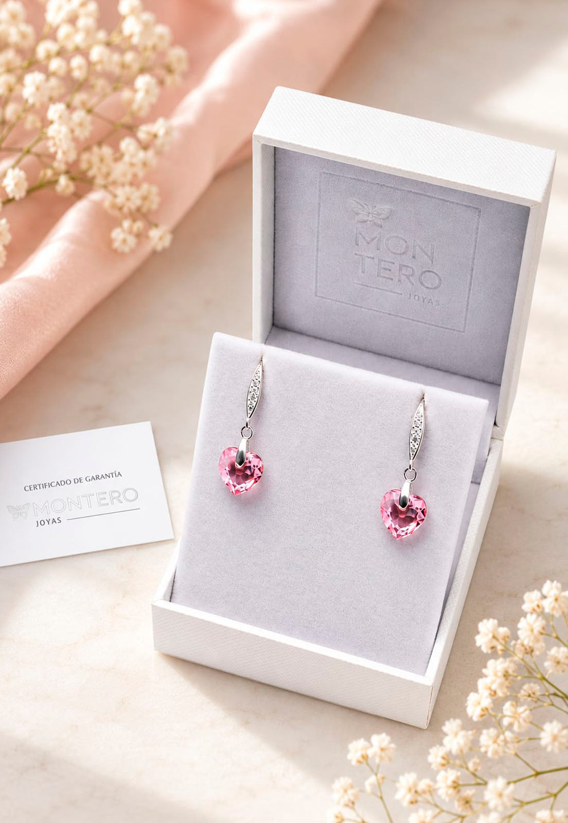 Aros Amor Plata 925 Cristal Swarovski® Light Rose