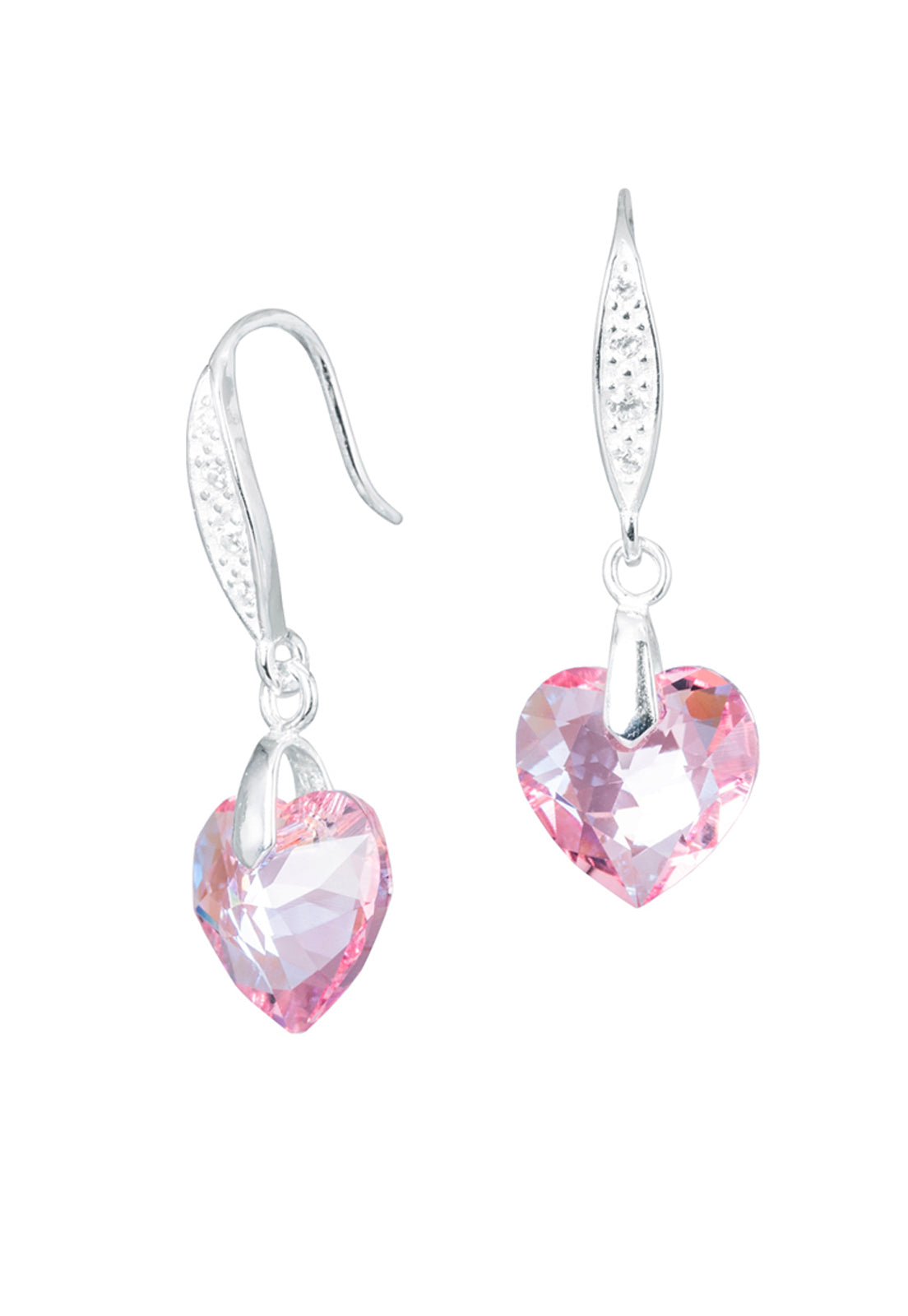 Aros Amor Plata 925 Cristales Genuinos Light Rose
