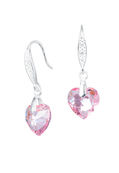 Aros Amor Plata 925 Cristales Genuinos Light Rose