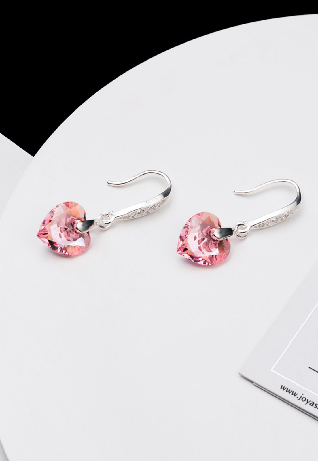 Aros Amor Plata 925 Cristales Genuinos Light Rose