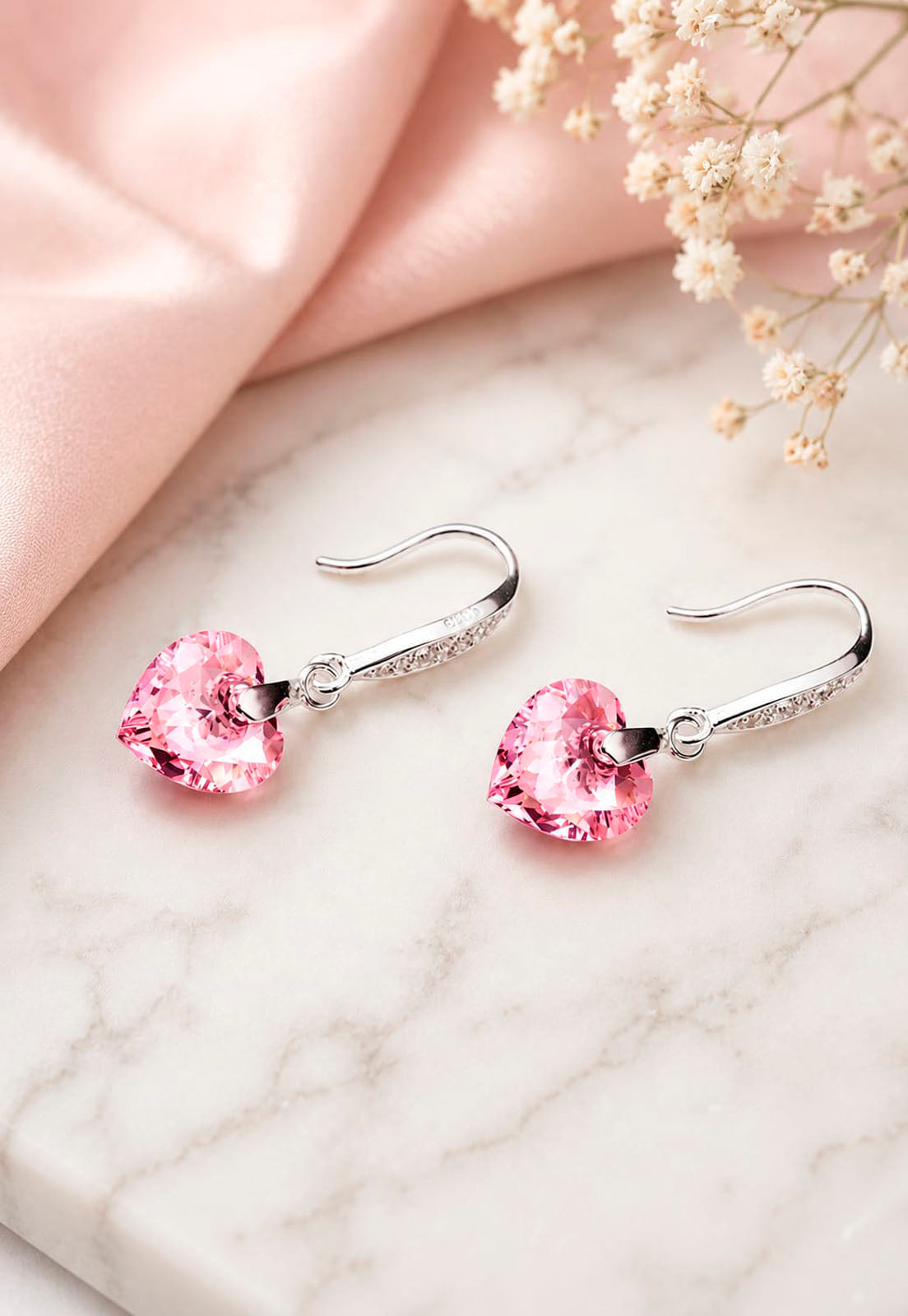 Aros Amor Plata 925 Cristal Swarovski® Light Rose