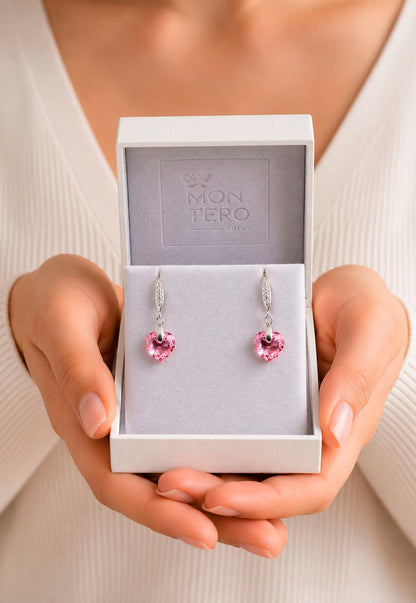 Aros Amor Plata 925 Cristal Swarovski® Light Rose