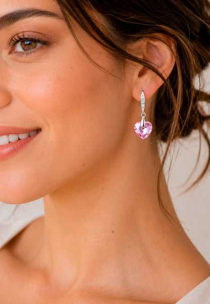 Aros Amor Plata 925 Cristal Swarovski® Light Rose