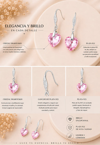 Aros Amor Plata 925 Cristal Swarovski® Light Rose