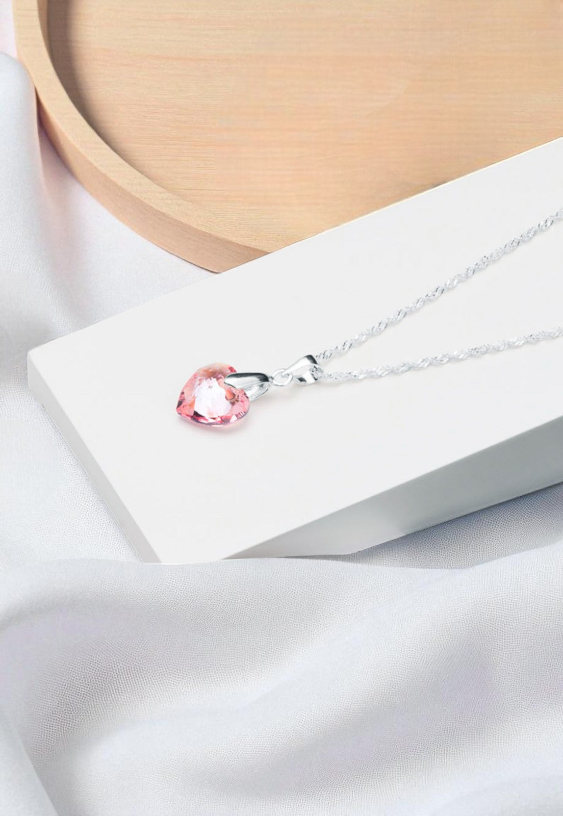 Collar Amor Plata 925 Cristal Genuino Light Rose