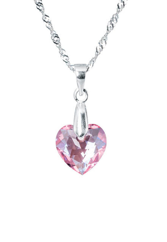 Collar Amor Plata 925 Cristal Genuino Light Rose