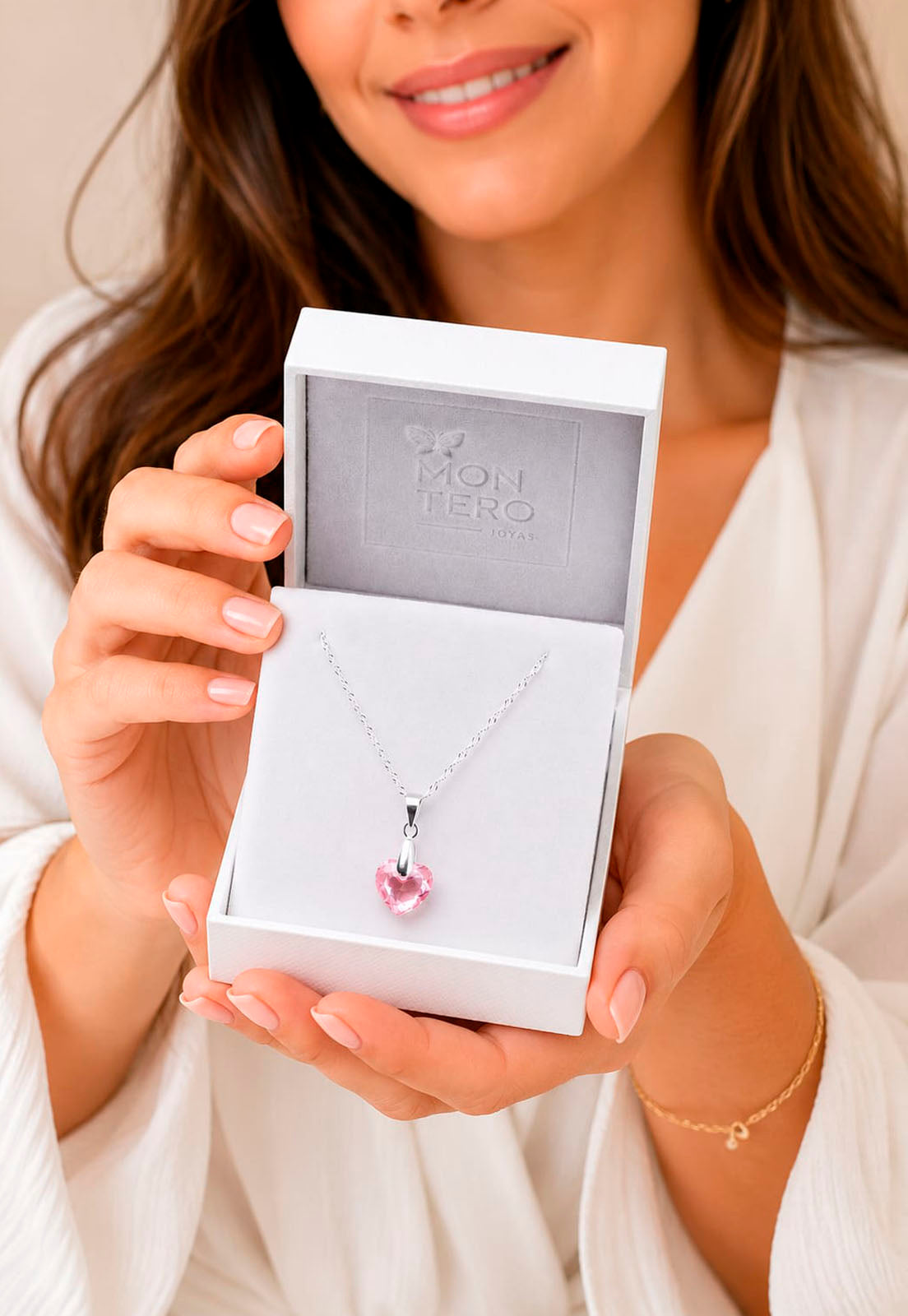 Collar Amor Plata 925 Cristal Swarovski® Light Rose