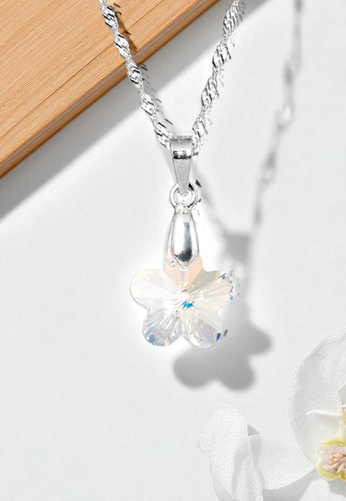 Collar Florencia Plata 925 Cristal Genuino Aurora Boreal