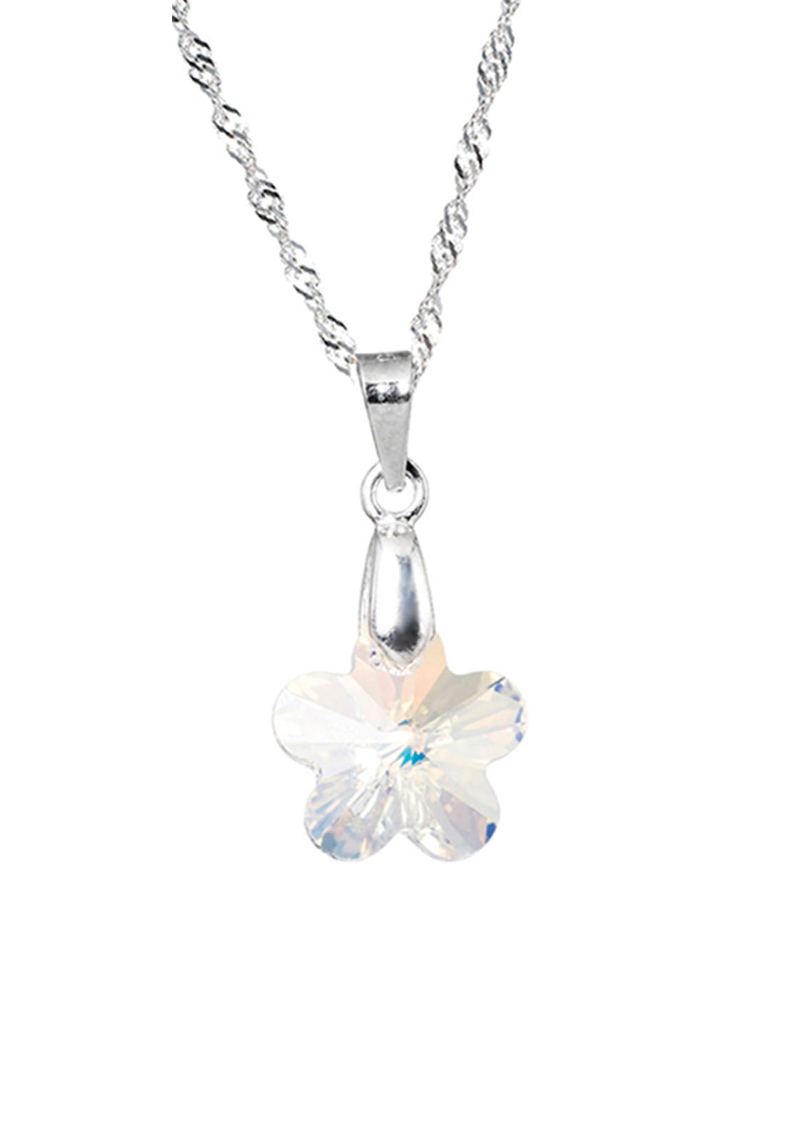 Collar Florencia Plata 925 Cristal Genuino Aurora Boreal