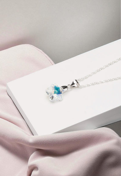 Collar Florencia Plata 925 Cristal Genuino Aurora Boreal