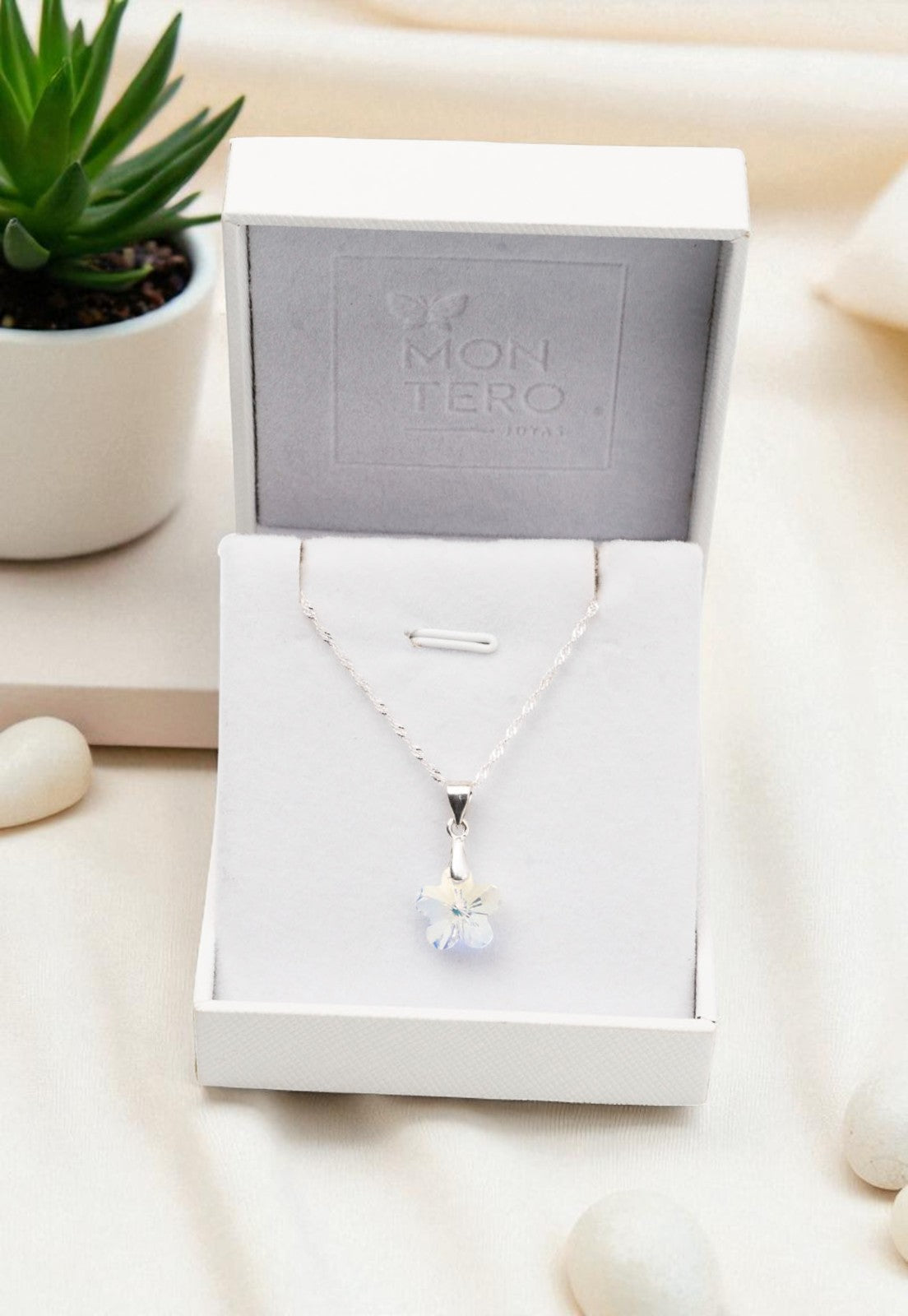 Collar Florencia Plata 925 Cristal Genuino Aurora Boreal