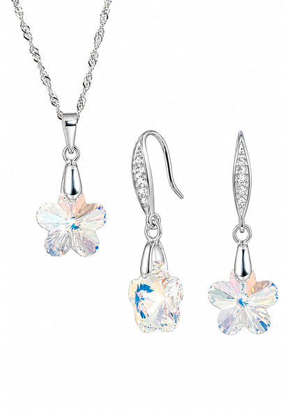 Conjunto Florencia Plata 925 Cristal Swarovski® Aurora Boreal