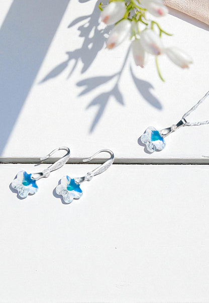 Conjunto Florencia Plata 925 Cristal Genuino Aurora Boreal