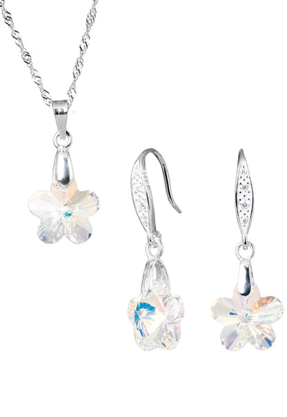 Conjunto Florencia Plata 925 Cristal Genuino Aurora Boreal