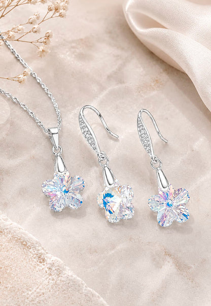 Conjunto Florencia Plata 925 Cristal Swarovski® Aurora Boreal