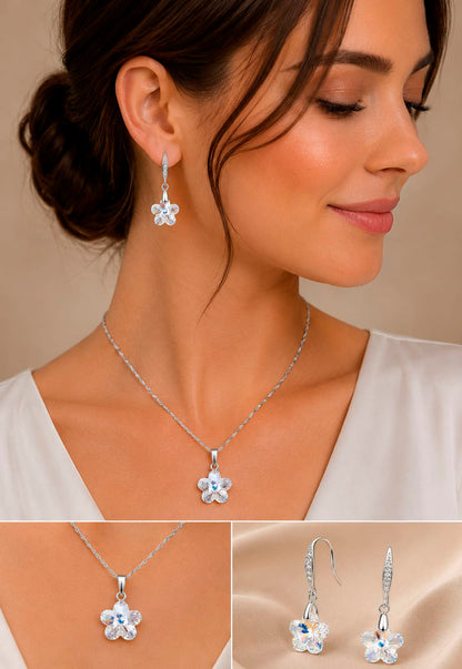 Conjunto Florencia Plata 925 Cristal Swarovski® Aurora Boreal