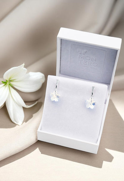 Aros Florencia Plata 925 Cristal Genuino Aurora Boreal