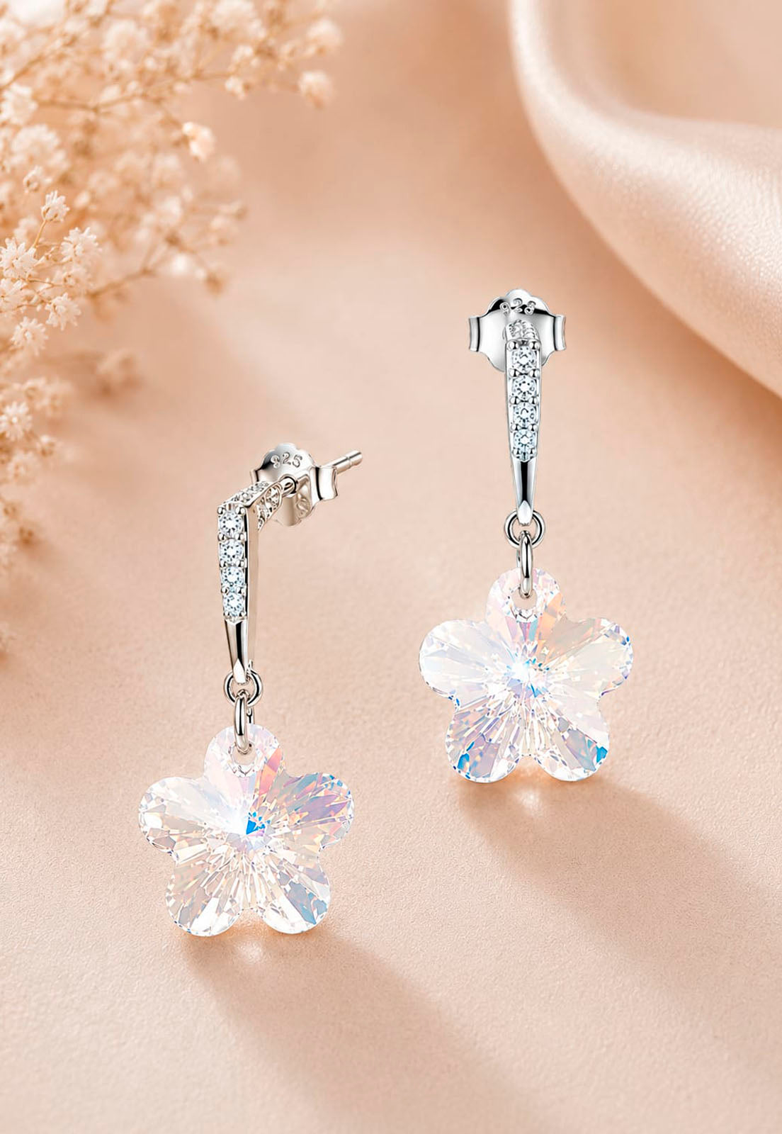 Aros Florencia Plata 925 Cristal Swarovski® Aurora Boreal
