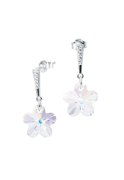 Aros Florencia Plata 925 Cristal Genuino Aurora Boreal