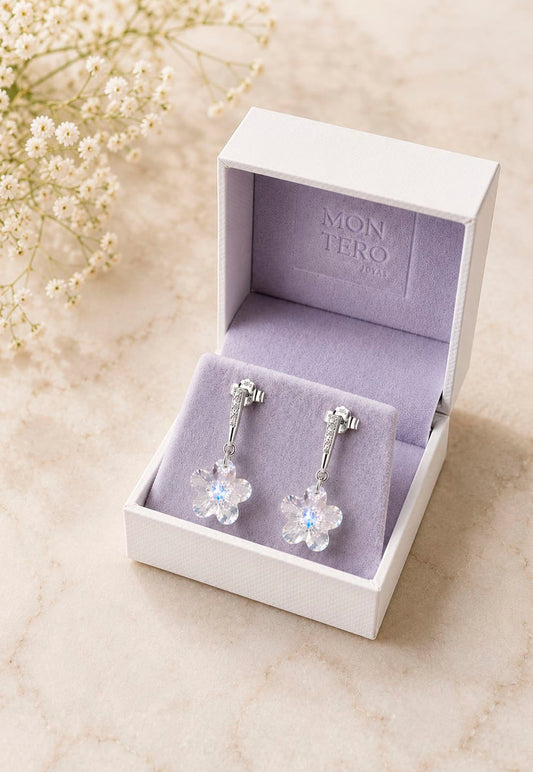 Aros Florencia Plata 925 Cristal Swarovski® Aurora Boreal