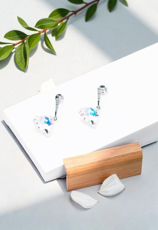 Aros Trinidad Plata 925 Cristal Genuino Aurora Boreal